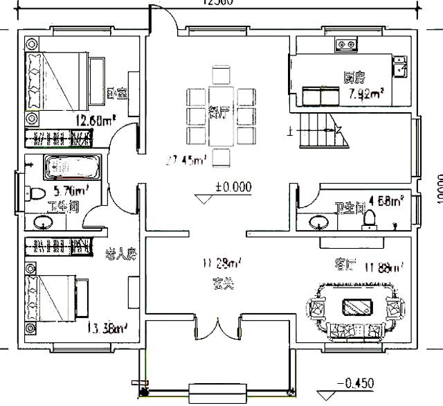 簡(jiǎn)單實(shí)用農(nóng)村二層自建房住宅設(shè)計(jì)效果圖，平屋頂設(shè)計(jì)，符合農(nóng)村生活習(xí)慣
