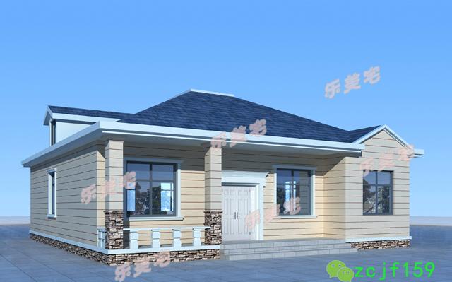 一層農村小別墅設計效果圖設計施工圖，美觀大方，造價經濟實惠