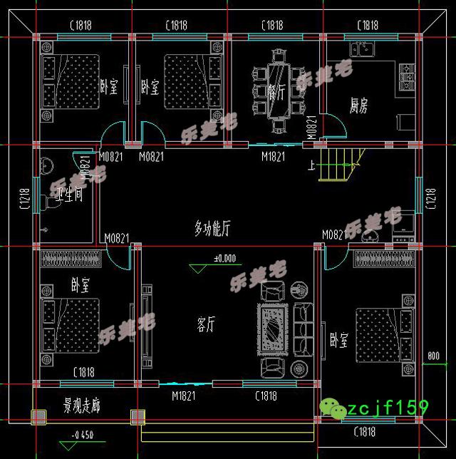 一層農村小別墅設計效果圖設計施工圖，美觀大方，造價經濟實惠