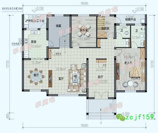 農村二層別墅設計圖施工圖，占地180平米，外觀造型錯落有致，精致大氣