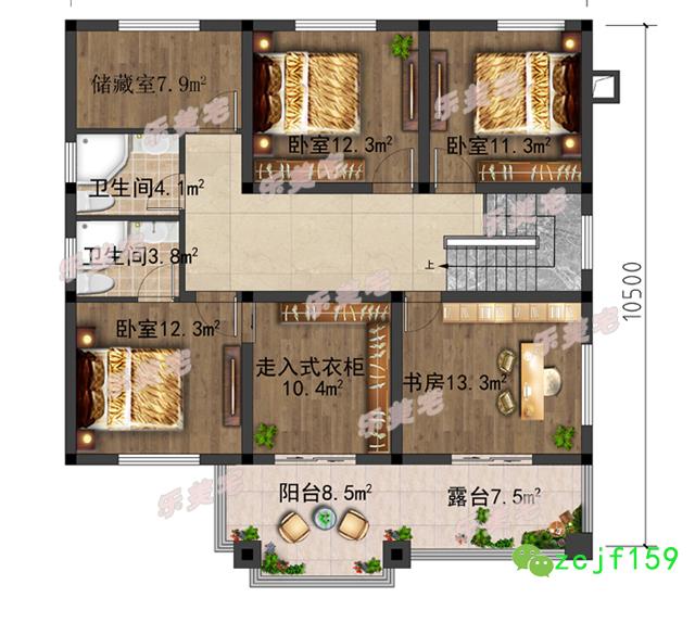 農村二層別墅設計圖，外觀簡潔大方，功能區分合理