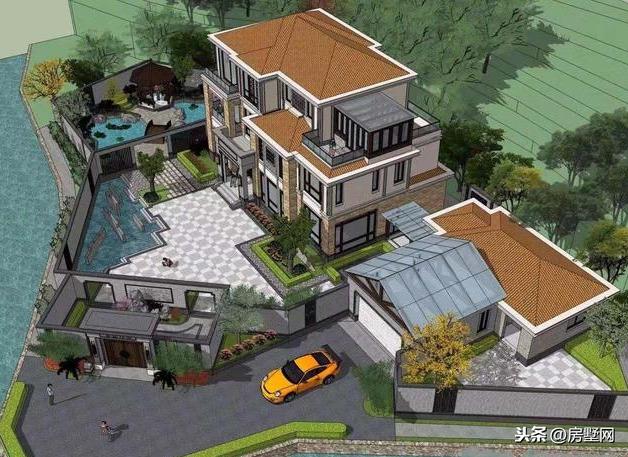 三層新中式別墅設計圖，風格中西結合，設計感十足