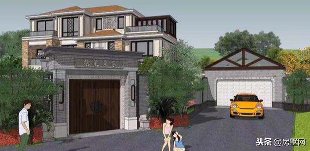 三層新中式別墅設計圖，風格中西結合，設計感十足