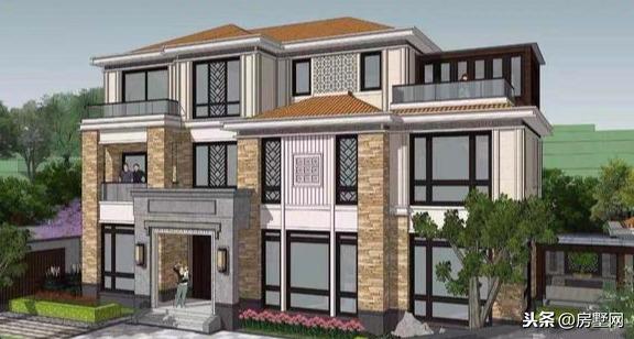 三層新中式別墅設計圖，風格中西結合，設計感十足