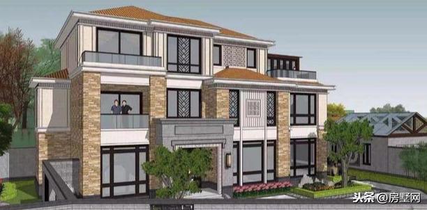 三層新中式別墅設計圖，風格中西結合，設計感十足