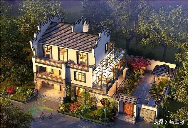 三層中式徽派別墅設計圖，別墅空間大，滿足一家人的居住，美到拉仇恨