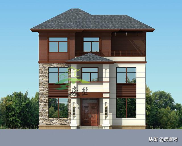 農村中式別墅設計圖，外觀造型古樸大方，色彩清新淡雅
