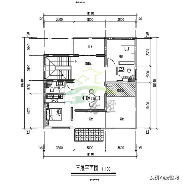 農村中式別墅設計圖，外觀造型古樸大方，色彩清新淡雅
