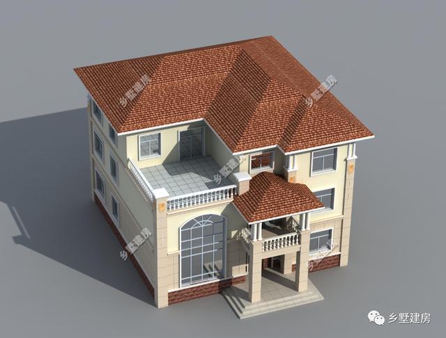 高端上檔次的現(xiàn)代風(fēng)格農(nóng)村三層別墅小洋樓，各個(gè)細(xì)節(jié)合理，不失穩(wěn)重和大氣