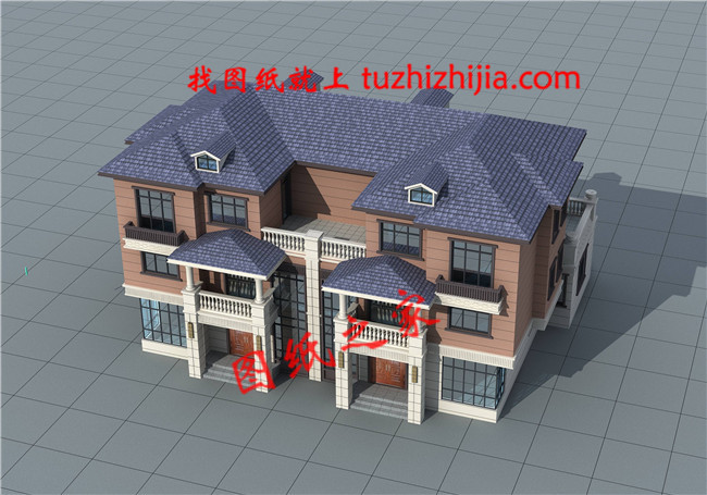 新款農(nóng)村三層雙拼聯(lián)體別墅戶型圖，客廳中空，單戶120平米左右