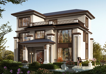 新中式農村50萬三層別墅款式圖，占地面積160平米左右