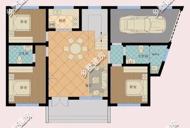 帶車庫的三層別墅設(shè)計圖，采光好，美觀實用
