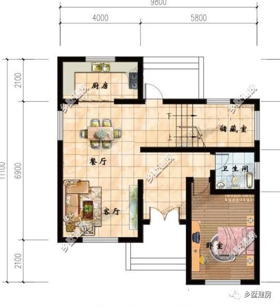 農村二層小別墅設計圖，外觀清新淡雅，非常精致