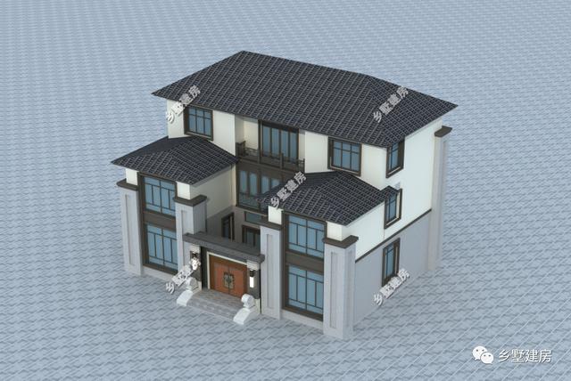 這款新中式別墅設計圖，整體效果令人驚嘆，簡直太漂亮了