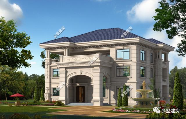 一款兩層歐式別墅設計圖，外觀清新簡約，室內布局實用