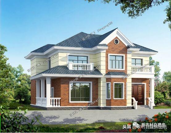 農村歐式二層自建房設計圖，7室3廳2衛，層次感十足