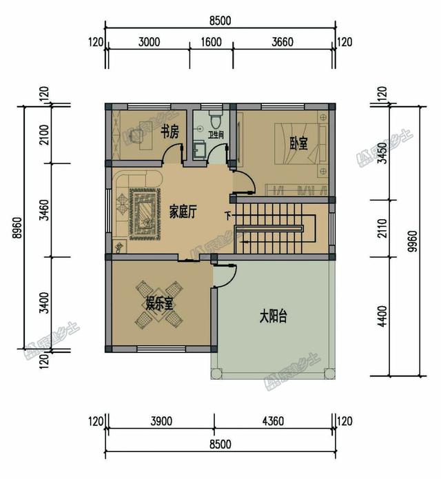農村三層別墅設計圖，配色清新淡雅，又非常時尚
