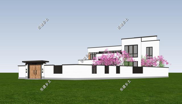 現代風格別墅設計圖，簡約時尚，干凈利落，顯現清新自然氛圍