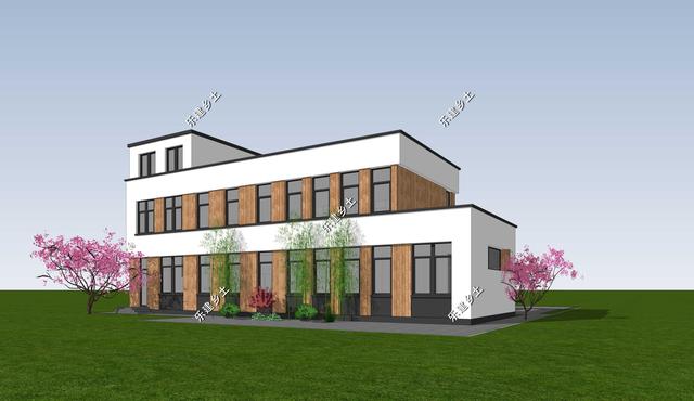 現代風格別墅設計圖，簡約時尚，干凈利落，顯現清新自然氛圍