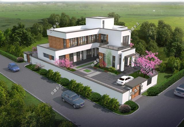 現代風格別墅設計圖，簡約時尚，干凈利落，顯現清新自然氛圍