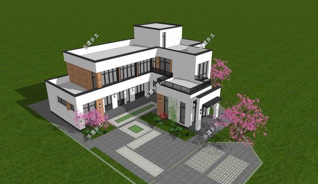 現代風格別墅設計圖，簡約時尚，干凈利落，顯現清新自然氛圍