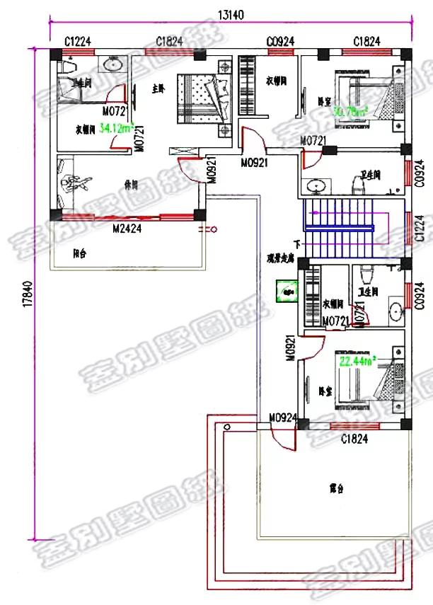25萬二層現代風格農村實用別墅設計施工圖，功能齊全多樣，現代時尚