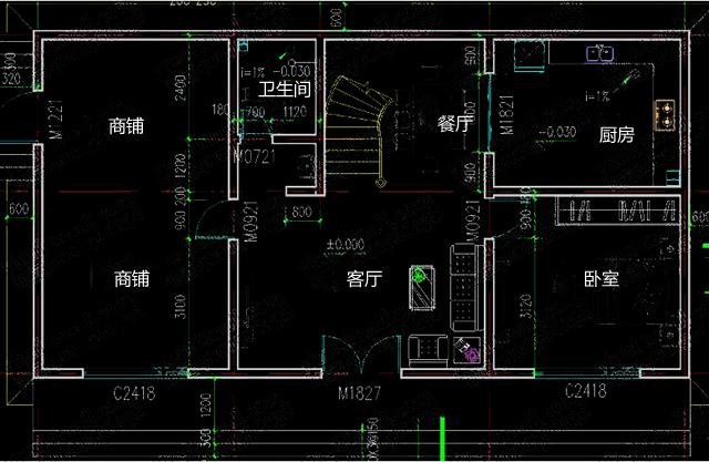 帶商鋪二層平屋頂自建房設計圖，商住兩用，最大限度滿足生活需求