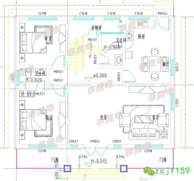 磚混結(jié)構(gòu)新農(nóng)村二層平屋頂自建房別墅設(shè)計圖，布局舒適實用