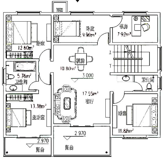 簡單易建二層平屋頂自建房住宅設計效果圖，符合農村生活習慣