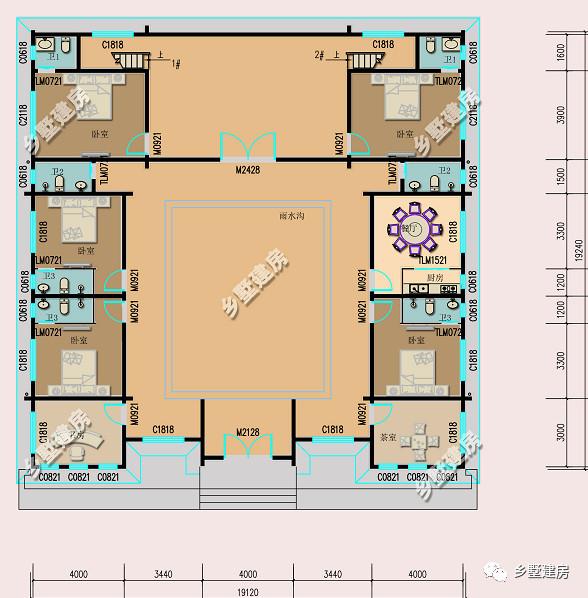 經濟實惠的中式四合院別墅設計圖，簡潔、耐看