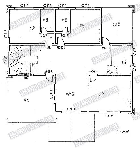 三層（兩層半）農村別墅設計圖，帶陽光花房+臥室套房，設計簡單大方