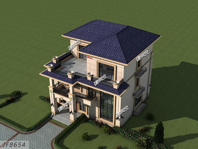 三層歐式別墅設計圖，7居室，大露臺，蓋一棟就是享受