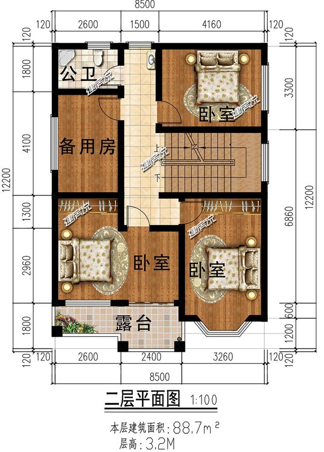 占地95㎡的3層別墅設(shè)計(jì)圖，開春就建一棟，搶個(gè)好彩頭