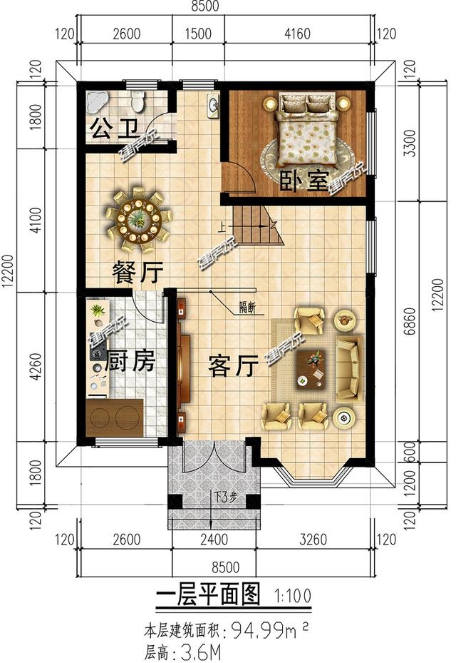 占地95㎡的3層別墅設(shè)計(jì)圖，開春就建一棟，搶個(gè)好彩頭