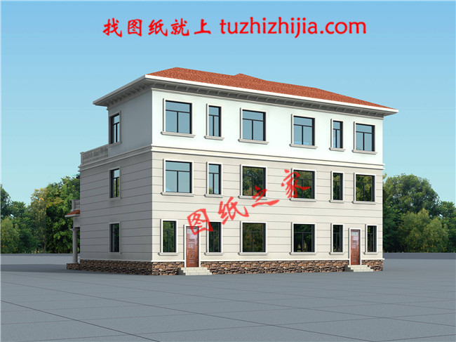 經典三層雙拼房屋設計圖，帶效果圖，戶型好，單戶面積120