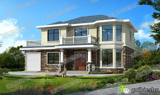 帶車庫二層別墅設計圖，設計富有立體感，滿足大部分農村家庭的住房需求