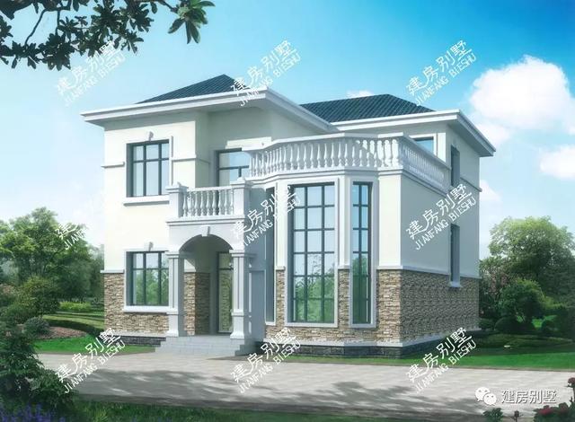 磚混結構兩層農村別墅設計圖，外觀靚，采光好，住的舒服