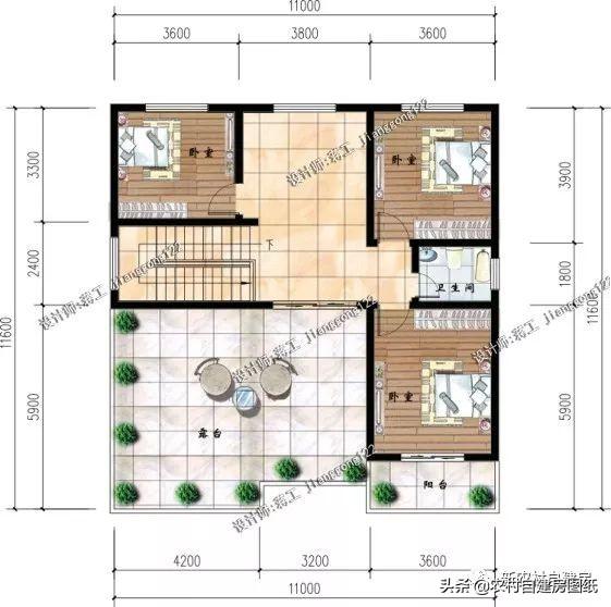 4款11×12米三層農村別墅，第2款比較普通，但是卻勝在經濟實用。