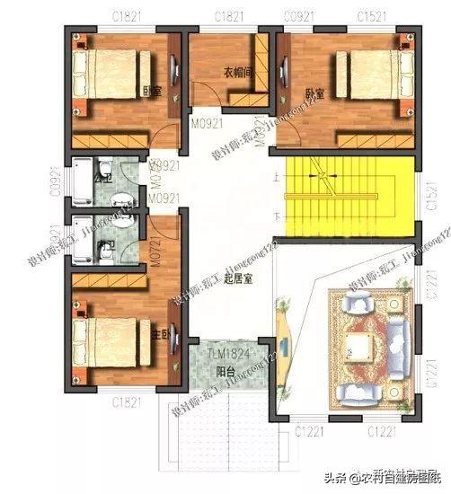 4款11×12米三層農村別墅，第2款比較普通，但是卻勝在經濟實用。