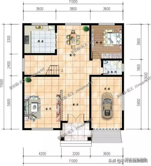 4款11×12米三層農村別墅，第2款比較普通，但是卻勝在經濟實用。