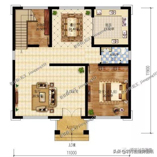 4款11×12米三層農村別墅，第2款比較普通，但是卻勝在經濟實用。