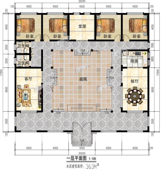 農村一層四合院別墅設計圖，單家獨院反而彌足珍貴！
