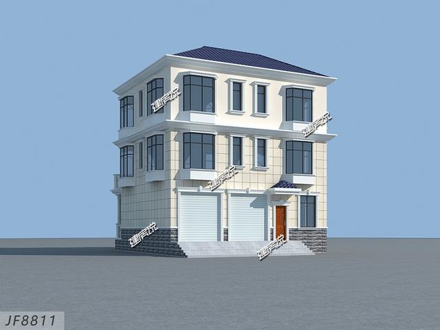 帶車庫的三層住宅設計圖，40萬蓋起，選這款戶型吃不了虧，美觀有面子。