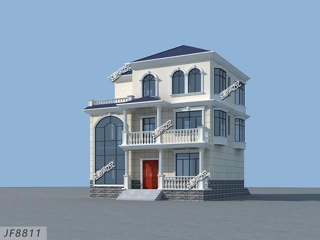 帶車庫的三層住宅設計圖，40萬蓋起，選這款戶型吃不了虧，美觀有面子。