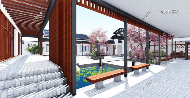 獨棟一層新中式四合院設計圖，既可以居家又可以民宿，一級贊。