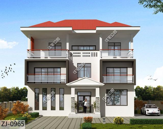 占地面積134平的三層別墅自建房，設計了6間臥室，足以滿足家人生活。