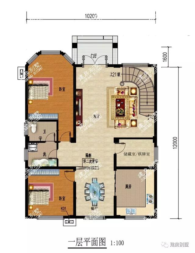 農村五層豪宅樓房設計圖，客廳挑空，空中涼亭最為靚眼！