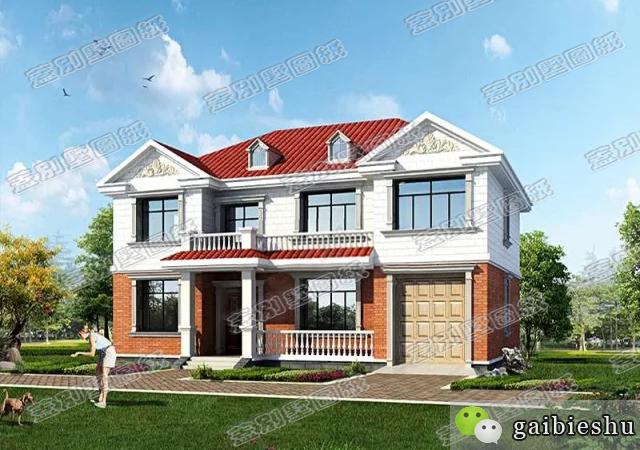 二層農村歐式別墅設計圖，帶鍋爐房和車庫，造價30萬以內，適合農村自建。