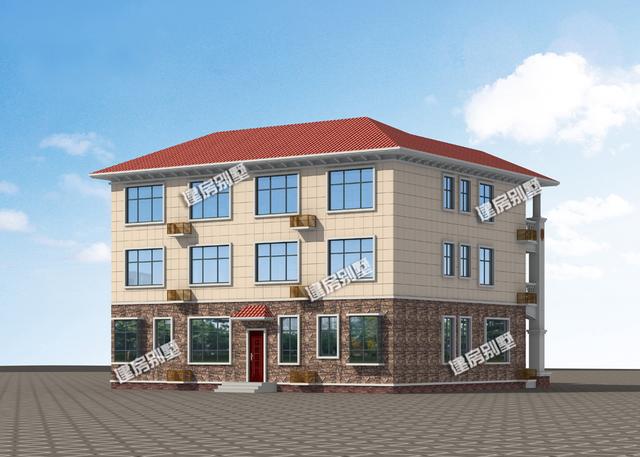 占地230平三層雙拼別墅設(shè)計(jì)圖，共用超大空間堂屋，單戶8間臥室。