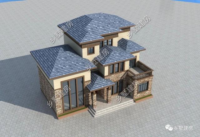 32萬三層歐式住宅設計圖，外觀優雅別致，浪漫的造型在家鄉別具一格。